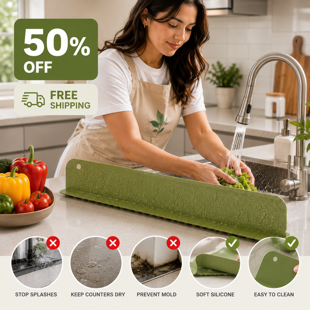 SplashShield™ | Silicone Sink Splash Guard