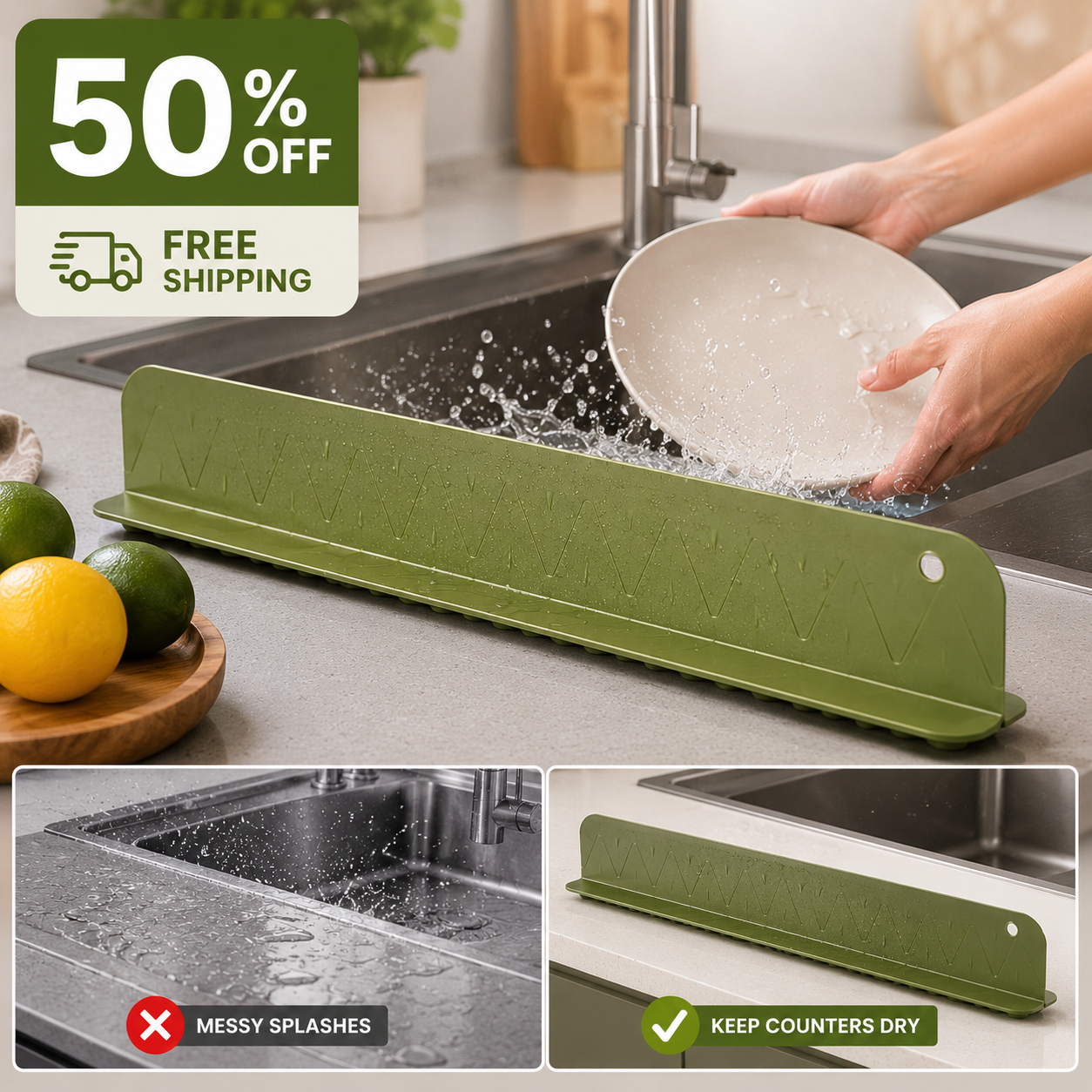SplashShield™ | Silicone Sink Splash Guard