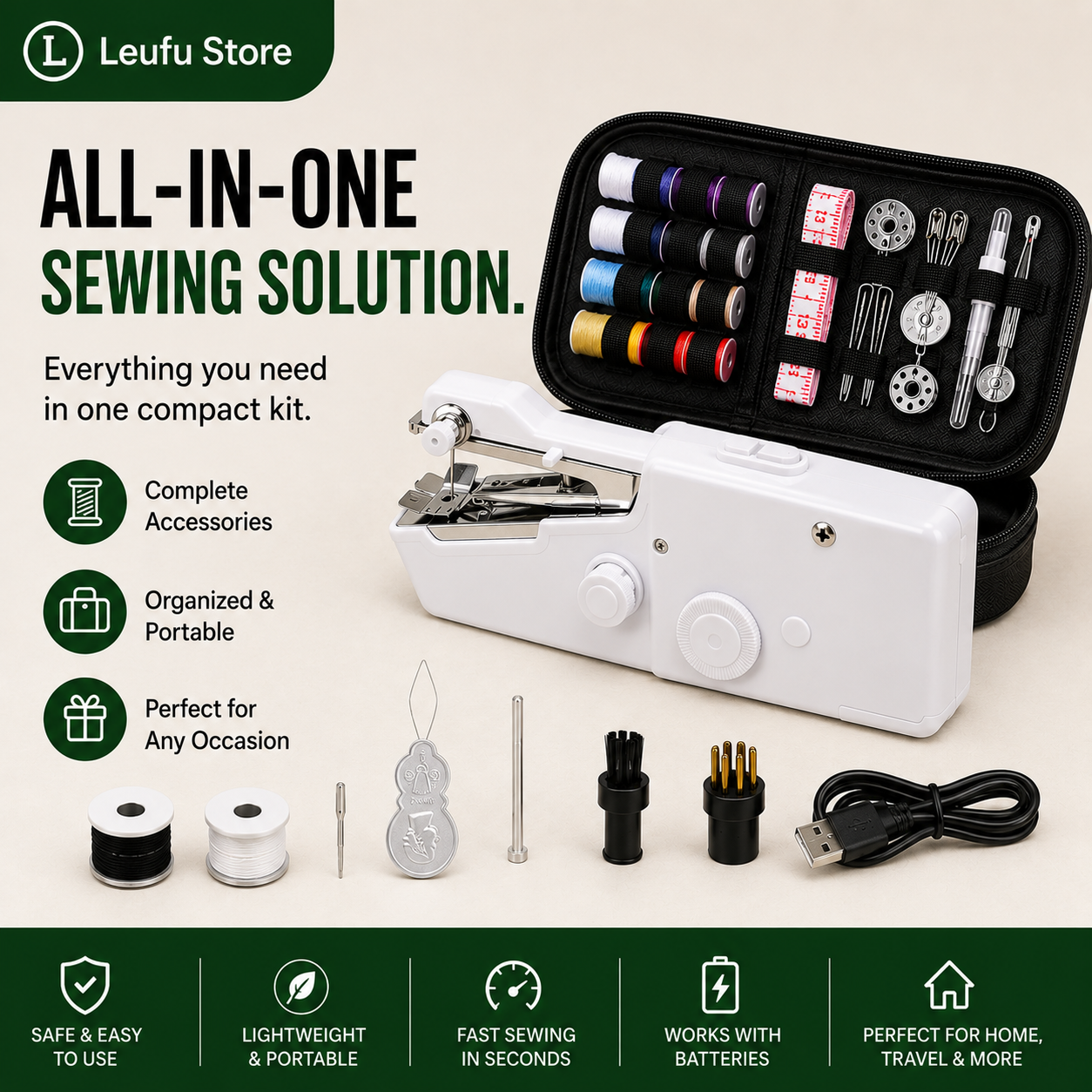 QuickStitch™ Handheld Sewing Machine