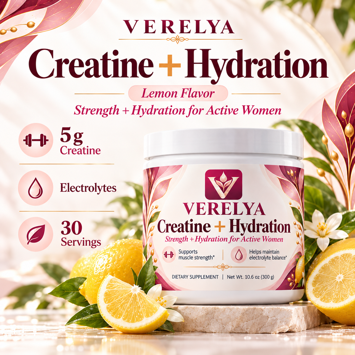 VERELYA Creatine + Hydration – Lemon